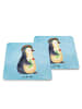 Mr. & Mrs. Panda Tischuntersetzer Pinguin Blumen ohne Spruch in Eisblau
