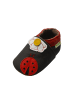 Sayoyo Leder-Krabbelschuhe "Marienkäfer" in Dunkelbraun