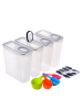 relaxdays 4 x Vorratsdosen in Transparent - 3,7 l