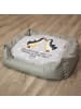 Mr. & Mrs. Panda Katzensofa Pinguine Kuss mit Spruch in Grau Pastell