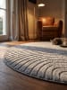 KADIMA DESIGN Hochflorteppich 3D Bögen Boho Waschbar Wohnzimmer in Silber