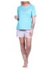 NORMANN Shorty kurzarm Schlafanzug Rundhals und BlümchenMuster - 74482 in türkis