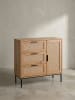 KADIMA DESIGN Kommode 80x82x36 cm Flurkommode Eiche-Dekor & Rattan, Sideboard mit