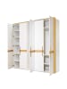 home24 Drehtürenschrank Boedury 5-türig in Weiß / Eiche