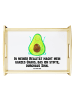 Mr. & Mrs. Panda Tablett Avocado Glücklich mit Spruch in Weiß