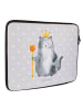 Mr. & Mrs. Panda Laptop Sleeve Katze König ohne Spruch in Grau Pastell