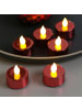 MARELIDA 6er Set LED Teelichter flackernd D. 3,8cm in rot