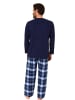 NORMANN Schlafanzug lang Pyjama FlanellHose Karo - 88249 in navy2
