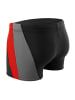 Aquarti Herren Badehose Kurz mit Seitlichem Streifen in schwarz/rot