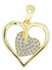 Adeliás Damen Anhänger Herz aus 925 Silber mit Zirkonia in gold