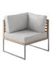 home24 home24 Loungesofa 3-teilig - Webstoff / Teak massiv / Edelstahl - Hellgrau - 210 x 74 x 70 cm in Hellgrau