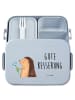 Mr. & Mrs. Panda MEPAL Bentobox Igel Blumen Motiv mit Spruch in Blau Pastell