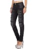 Cipo & Baxx Damen Slim Fit Biker Hose Stonewashed in Black