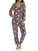 NORMANN Schlafanzug Eteiler Jumpsuit Overall Sterne - 51297 in grau