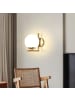 ZMH Wandleuchte in gold 1-flammige E27 Vintage mit Glasschirm Ganglampe