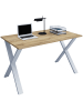 VCM  Schreibtisch Bürotisch Computertisch 140x50 Lona X in Silber / Honig-Eiche