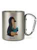 Mr. & Mrs. Panda Edelstahltasse Pinguin Buch ohne Spruch in Silber