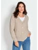 GOLDNER Cardigan Langarm Strickjacke mit V-Ausschnitt in stein / weiß / gemustert