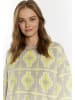 IZIA Damen Pullover in Grau Limette Weiss