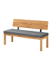 58 aufm Kessel KÜCHENBANK Damita 130 x 55 x 84 Rückenlehne Massivholz Kernbuche /Grau