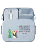 Mr. & Mrs. Panda Lunchbox Pinguin Weihnachtsbaum Motiv mit Spruch in Blau Pastell