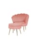 SalesFever Polsterhocker rund mit goldfarbenem Chromgestell und Samtbezug in Rose