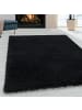 KADIMA DESIGN Teppich Hochflor Shaggy Uni-Look Polypropylen Wohnzimmer in Schwarz