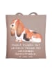 Mr. & Mrs. Panda Shopping Tasche Basset Hound Freund mit Spruch in Braun Pastell