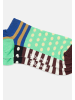 DillySocks Sneakersocken Short Pattern Club in Grau Weiss Türkis Grün