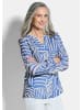 GOLDNER Kurzgröße:  Grafische Viskosebluse mit Schlitz in blau / gemustert