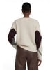 Zero  Grobstrick-Pullover mit Intarsie in Patch Cream/Brown