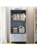 ABRIHOME Kleiderschrank in Blau mit 2 Türen Stange 2 Schubladen 90x45x180 cm