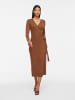 Vila Kleid mit V-Ausschnitt in Coffee Bean