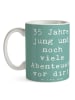 Mr. & Mrs. Panda Haferl Spruch 35. Geburtstag Abenteuer mit Spruch in Meeresbrise
