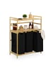 relaxdays Wäschekorbregal in Natur/ Schwarz - (B)80 x (H)105 x (T)40 cm