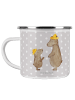 Mr. & Mrs. Panda Becher Bären mit Hut ohne Spruch in Grau Pastell
