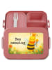 Mr. & Mrs. Panda Brotdose Biene König Design mit Spruch in Rot Pastell