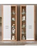 Furn.Design Vitrinen-Set 2-teilig weiß matt, Evoke Eiche, 2 x Vitrinenschrank