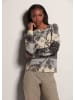 MADELEINE Rundhals-Pullover im Muster-Mix in berber / steingrau / multicolor