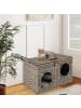 COSTWAY Katzenhaus aus PE-Rattan in Grau