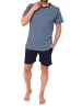 NORMANN Kurzarm Schlafanzug Pyjama Shorty Streifen in marine