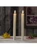 MARELIDA 2x LED Stabkerzen LINA Rustik-Optik Echtwachs H: 25cm in creme
