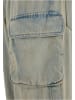 Urban Classics Urban Classics Multi Pocket Denim Cargo in new light blue dirty washed