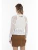 DreiMaster Vintage Damen Weitmaschige Strickjacke in Wollweiss