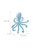 relaxdays Wandhaken "Oktopus" in Hellbau/ Weiß - (B)15,5 x (H)16,5 x (T)4 cm