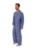 NORMANN Flanell Pyjama Schlafanzug zum durchknöpfen - 70118 in blau