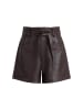 Zero  Shorts Lederoptik mit Bindegürtel in Chocolate Plum