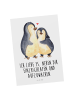 Mr. & Mrs. Panda Ansichtskarte Pinguine Einschlafen mit Spruch in Weiß