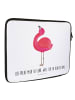 Mr. & Mrs. Panda Notebook Tasche Flamingo Stolz mit Spruch in Weiß