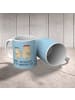 Mr. & Mrs. Panda Kindertasse Bären mit Blumenkranz mit Spruch in Blau Pastell